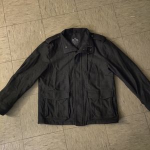 Express Herringbone Gray Wool Jacket L